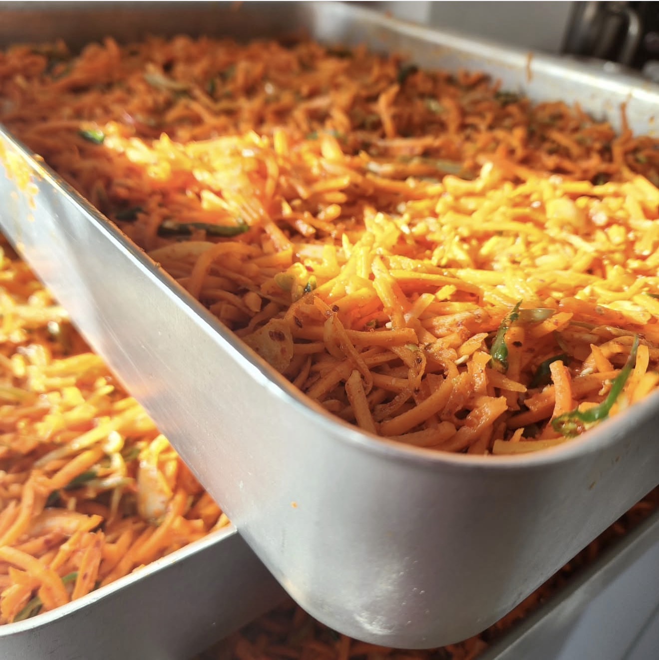 Freshly made Durban atchar in trays